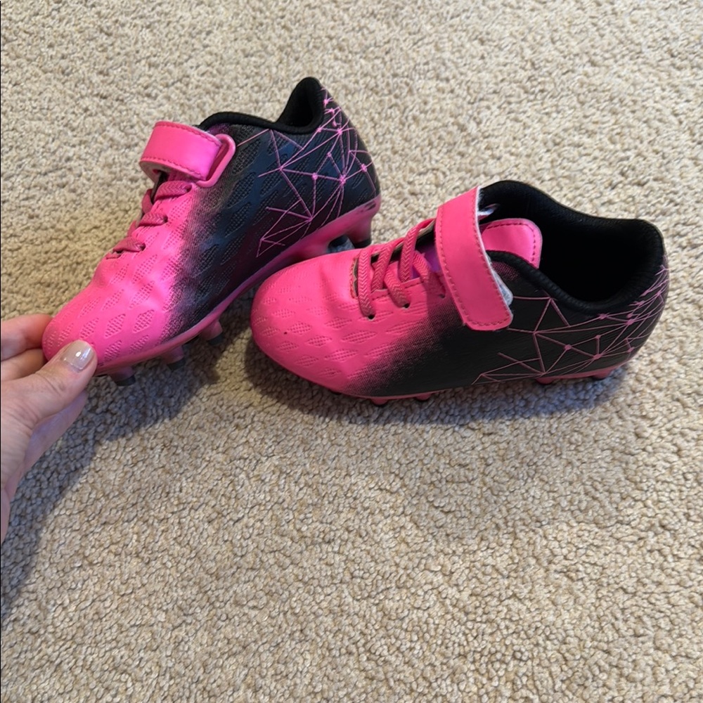 Pink and Black Soccer Cleats